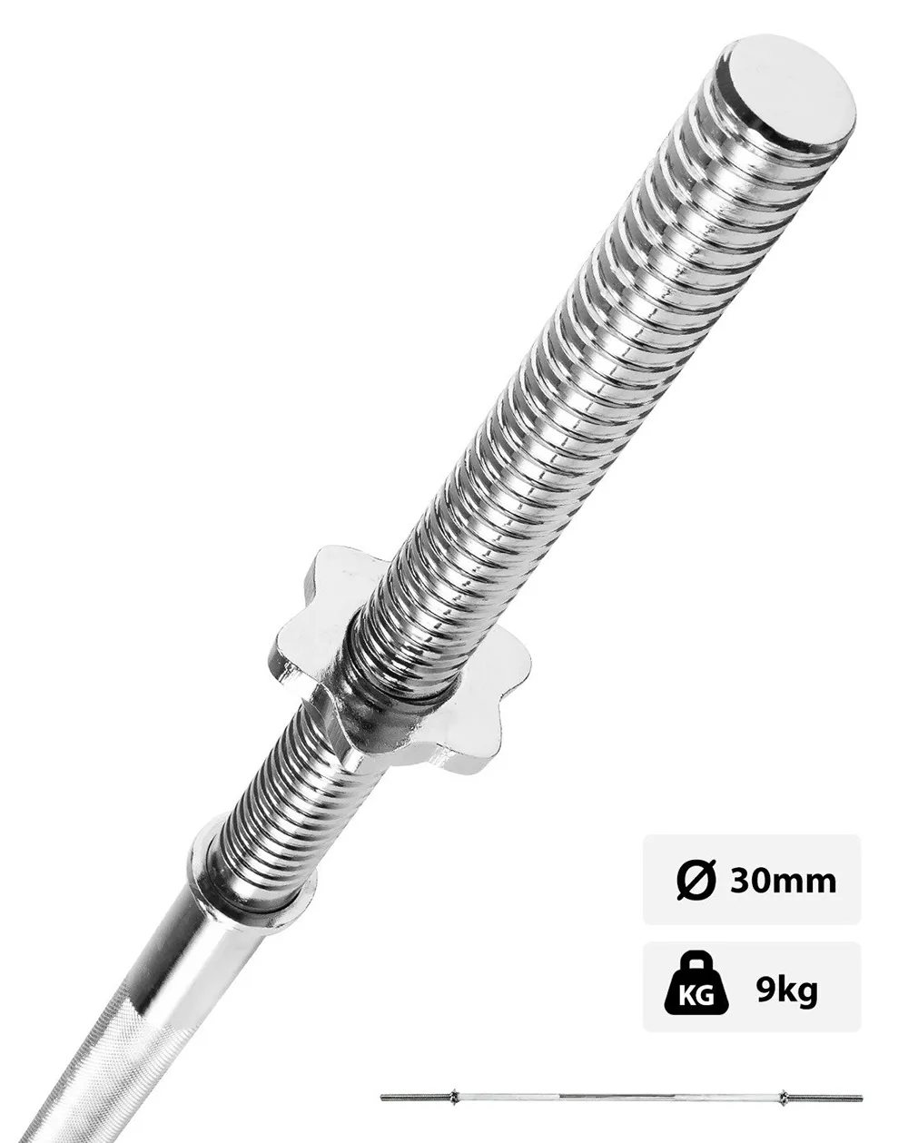 Megerősített 167 cm / 30 mm súlyzórúd menettel MW-G167-EX-SR Marbo Sport