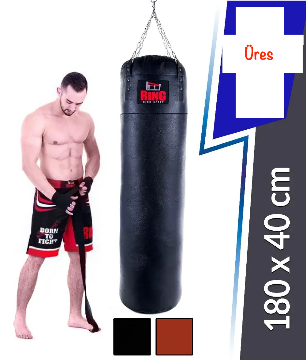 Boxzsák Premium valódi bőrből 180x40 cm nem töltött Ring Sport