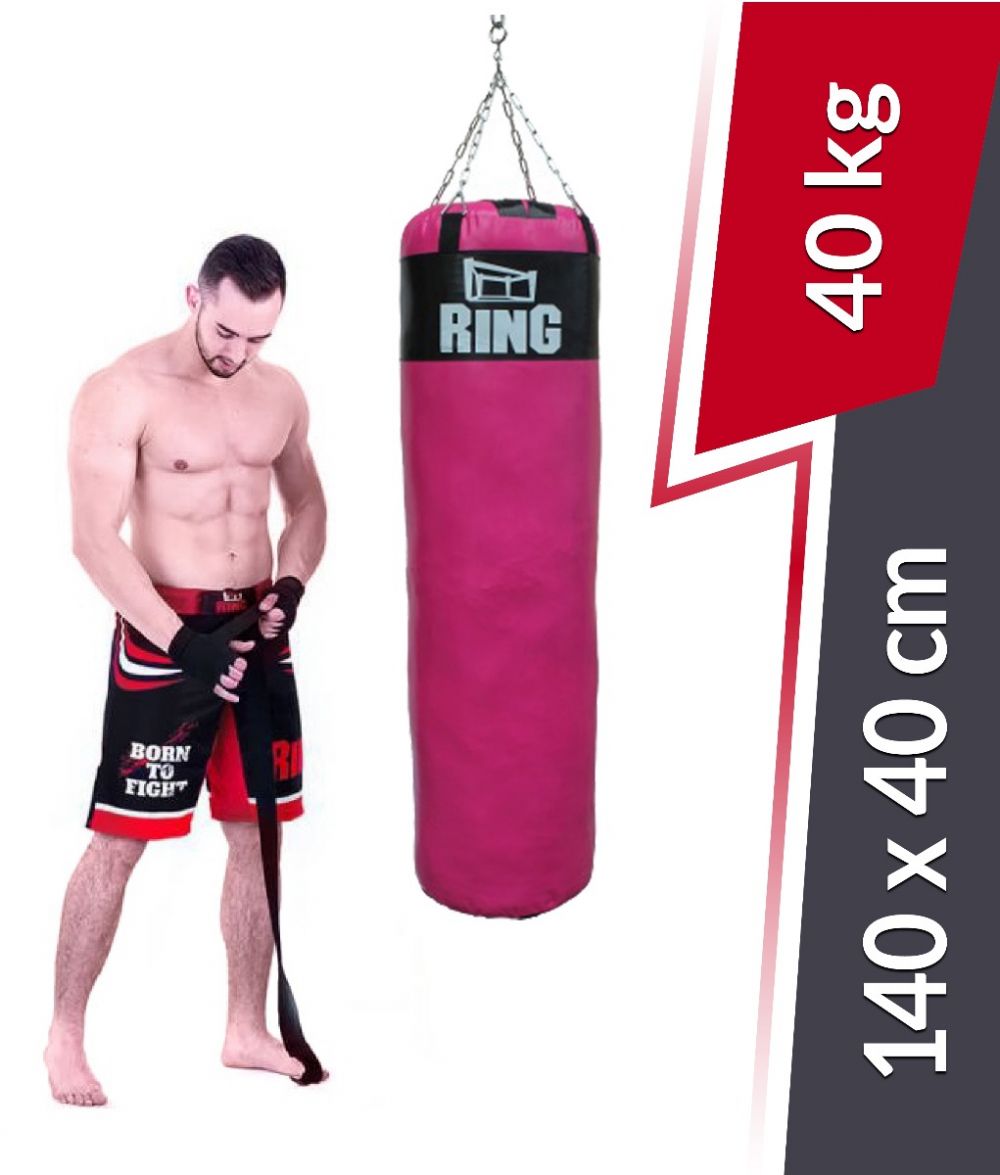 Boxzsák SUPER modell 140/40 töltött 40 kg Ring Sport rózsaszín