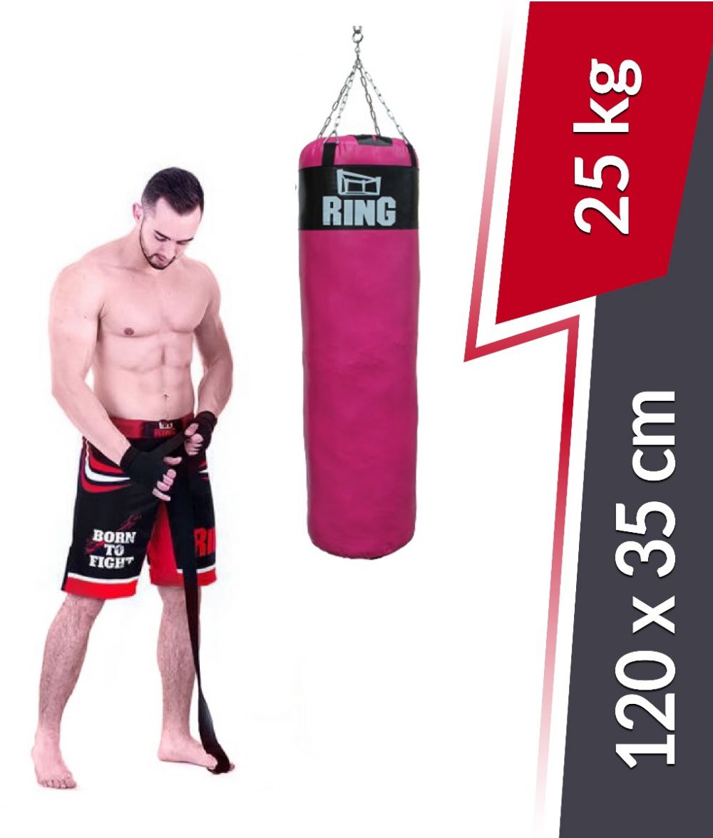 Boxzsák SUPER modell 120/35 töltött 25 kg Ring Sport rózsaszín