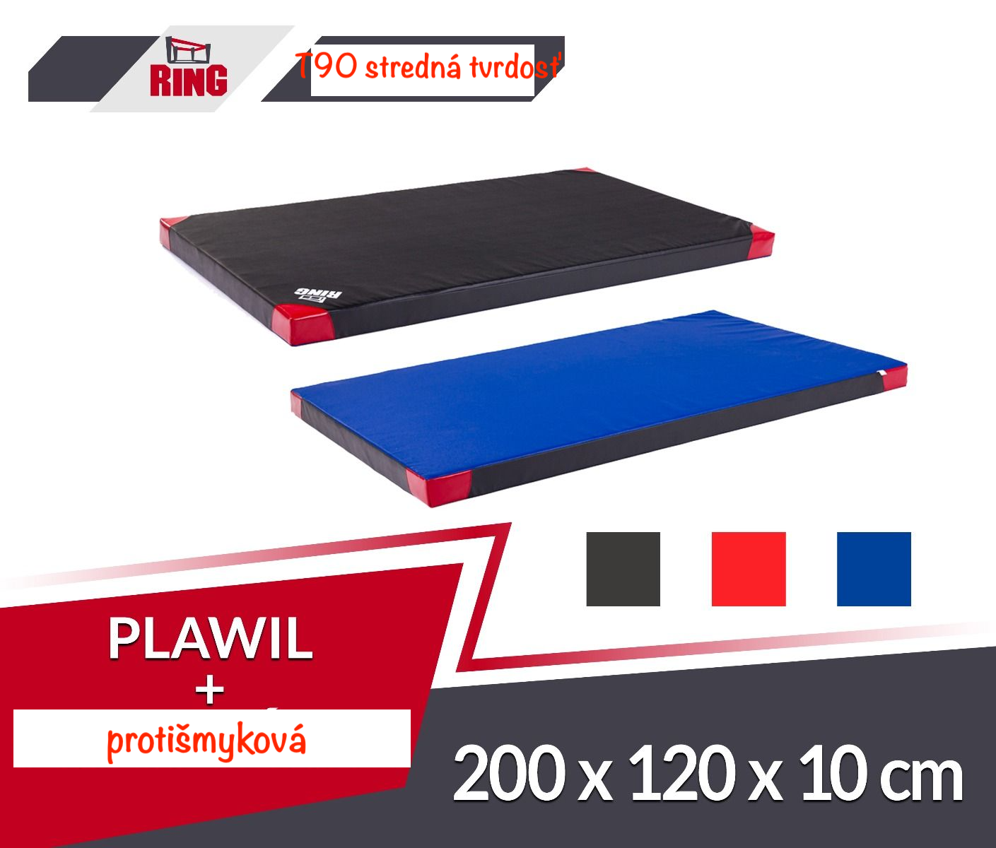 Tornaszőnyeg csúszászmentes közepes keménységű (T90) 200x120x10 RM-91 Ring Sport